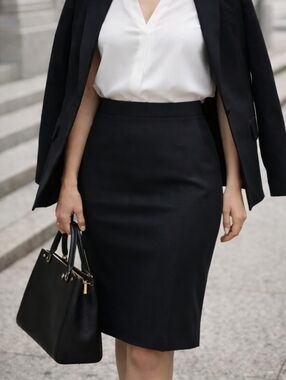 M.M.LaFleur Black Pencil Skirt | Tailored Workwear Office Core Minimalist Chic